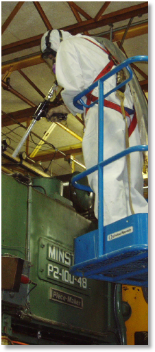 dry ice blaster cleaning a stamping press using phoenix phx-150